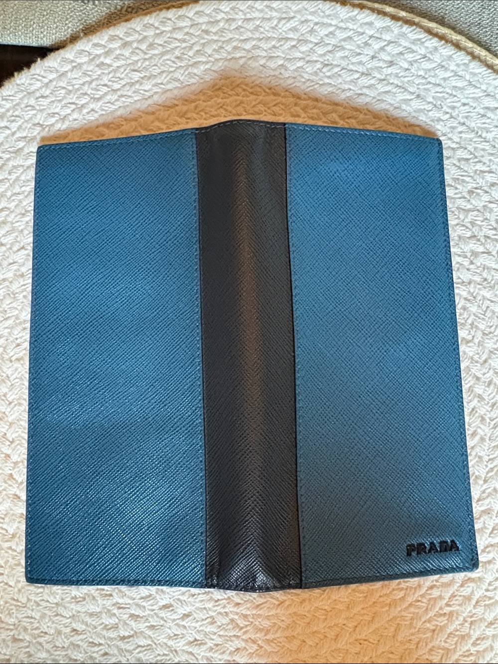 Prada rare Two-Tone Blue and Black bifold Long Wallet